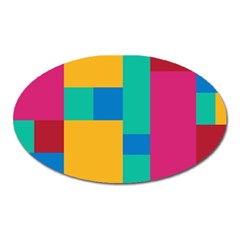 Squares  Oval Magnet by Sobalvarro