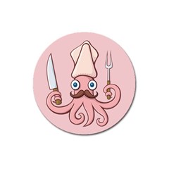 Squid Chef Cartoon Magnet 3  (round) by sifis