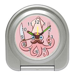 Squid Chef Cartoon Travel Alarm Clock by sifis