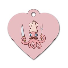 Squid Chef Cartoon Dog Tag Heart (one Side)
