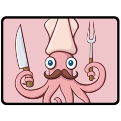 Squid Chef Cartoon Fleece Blanket (large)  by sifis