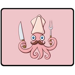 Squid Chef Cartoon Double Sided Fleece Blanket (medium)  by sifis