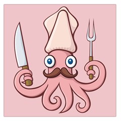 Squid Chef Cartoon Large Satin Scarf (square) by sifis
