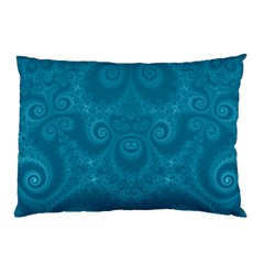 Cerulean Blue Spirals Pillow Case by SpinnyChairDesigns