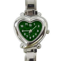 Emerald Green Spirals Heart Italian Charm Watch by SpinnyChairDesigns