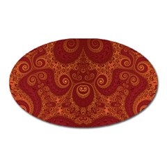 Red And Gold Spirals Oval Magnet by SpinnyChairDesigns