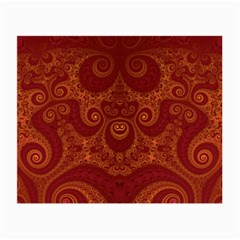 Red And Gold Spirals Small Glasses Cloth by SpinnyChairDesigns