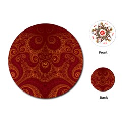 Red And Gold Spirals Playing Cards Single Design (round) by SpinnyChairDesigns