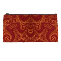 Red And Gold Spirals Pencil Case by SpinnyChairDesigns