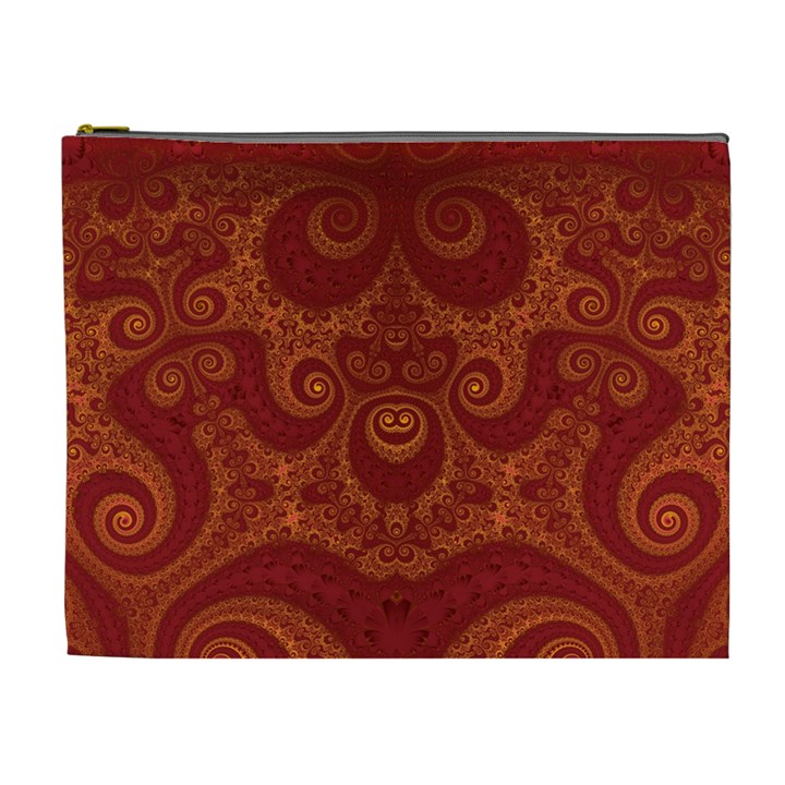 Red and Gold Spirals Cosmetic Bag (XL)