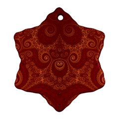 Red And Gold Spirals Ornament (snowflake) by SpinnyChairDesigns