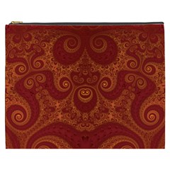 Red And Gold Spirals Cosmetic Bag (xxxl) by SpinnyChairDesigns