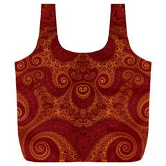 Red And Gold Spirals Full Print Recycle Bag (xxxl) by SpinnyChairDesigns