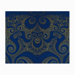 Navy Blue And Gold Swirls Small Glasses Cloth by SpinnyChairDesigns