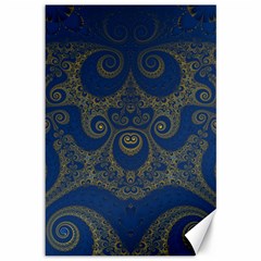 Navy Blue And Gold Swirls Canvas 12  X 18  by SpinnyChairDesigns