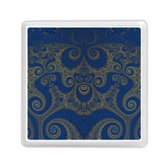 Navy Blue And Gold Swirls Memory Card Reader (square) by SpinnyChairDesigns