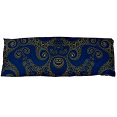 Navy Blue And Gold Swirls Body Pillow Case (dakimakura) by SpinnyChairDesigns