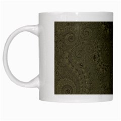 Rustic Green Brown Swirls White Mugs by SpinnyChairDesigns