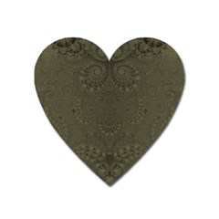 Rustic Green Brown Swirls Heart Magnet by SpinnyChairDesigns