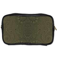 Rustic Green Brown Swirls Toiletries Bag (one Side) by SpinnyChairDesigns