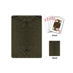 Rustic Green Brown Swirls Playing Cards Single Design (mini) by SpinnyChairDesigns