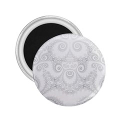 Wedding White Swirls Spirals 2 25  Magnets by SpinnyChairDesigns