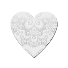 Wedding White Swirls Spirals Heart Magnet by SpinnyChairDesigns