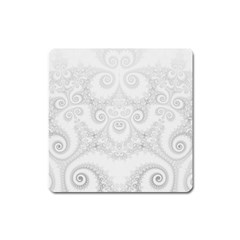 Wedding White Swirls Spirals Square Magnet by SpinnyChairDesigns