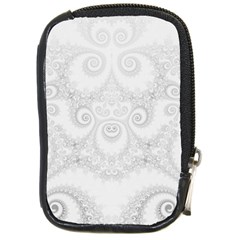 Wedding White Swirls Spirals Compact Camera Leather Case by SpinnyChairDesigns