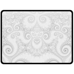 Wedding White Swirls Spirals Fleece Blanket (large)  by SpinnyChairDesigns