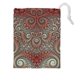 Red And White Color Swirls Drawstring Pouch (5xl) by SpinnyChairDesigns