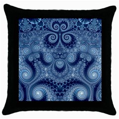 Royal Blue Swirls Throw Pillow Case (black) by SpinnyChairDesigns