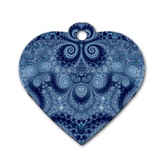 Royal Blue Swirls Dog Tag Heart (one Side) by SpinnyChairDesigns