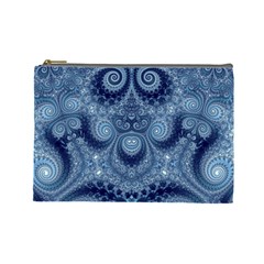 Royal Blue Swirls Cosmetic Bag (large) by SpinnyChairDesigns