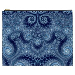 Royal Blue Swirls Cosmetic Bag (xxxl) by SpinnyChairDesigns