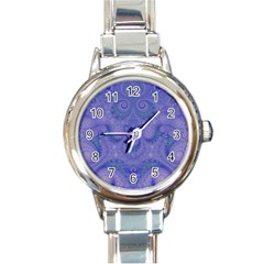 Mystic Purple Swirls Round Italian Charm Watch by SpinnyChairDesigns