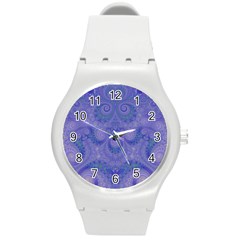 Mystic Purple Swirls Round Plastic Sport Watch (m) by SpinnyChairDesigns