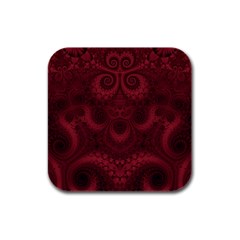 Burgundy Wine Swirls Rubber Square Coaster (4 Pack)  by SpinnyChairDesigns