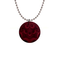 Burgundy Wine Swirls 1  Button Necklace by SpinnyChairDesigns