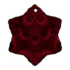 Burgundy Wine Swirls Snowflake Ornament (two Sides) by SpinnyChairDesigns