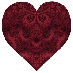 Burgundy Wine Swirls Wooden Puzzle Heart by SpinnyChairDesigns