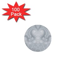 Ash Grey White Swirls 1  Mini Buttons (100 Pack)  by SpinnyChairDesigns