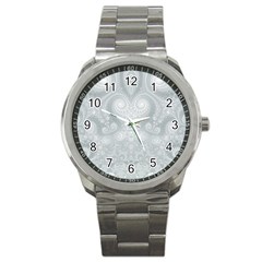 Ash Grey White Swirls Sport Metal Watch