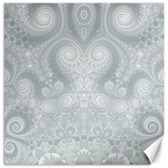 Ash Grey White Swirls Canvas 20  X 20  by SpinnyChairDesigns
