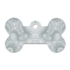 Ash Grey White Swirls Dog Tag Bone (one Side) by SpinnyChairDesigns