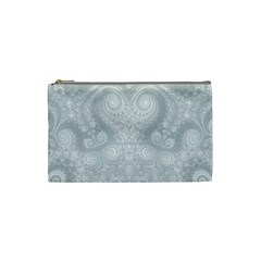 Ash Grey White Swirls Cosmetic Bag (small) by SpinnyChairDesigns