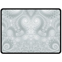 Ash Grey White Swirls Fleece Blanket (large)  by SpinnyChairDesigns