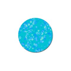 Aqua Blue Floral Print Golf Ball Marker (4 Pack) by SpinnyChairDesigns