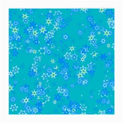 Aqua Blue Floral Print Medium Glasses Cloth by SpinnyChairDesigns