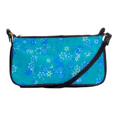 Aqua Blue Floral Print Shoulder Clutch Bag by SpinnyChairDesigns